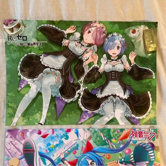 Lot of 2 Horizontal Re:Zero Rem & Ram Anime Hatsune Miku Vocaloid Kawaii Posters - Picture 3 of 5